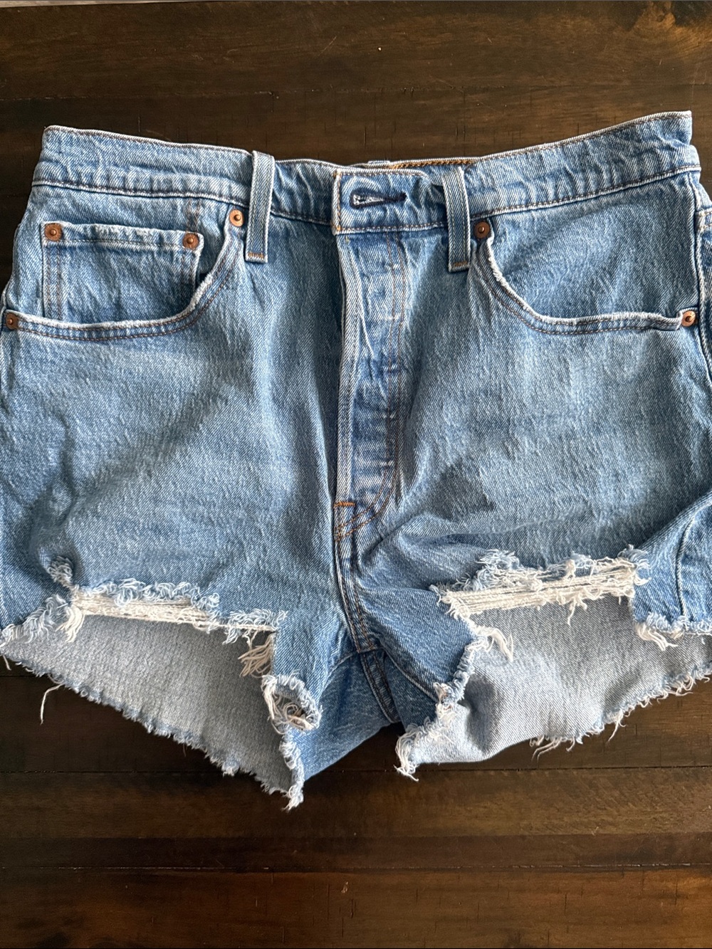 Levi's Light Blue Distressed Denim Cutoff Shorts